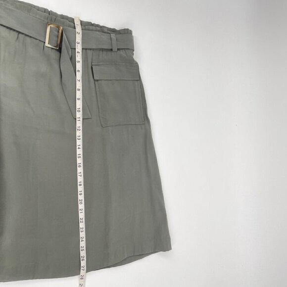 J. Jill Caraway Olive Green Belted Paperbag Skirt Womens Modest Size XLP Pockets - Picture 10 of 10